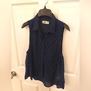 Hollister blue lace shirt size small